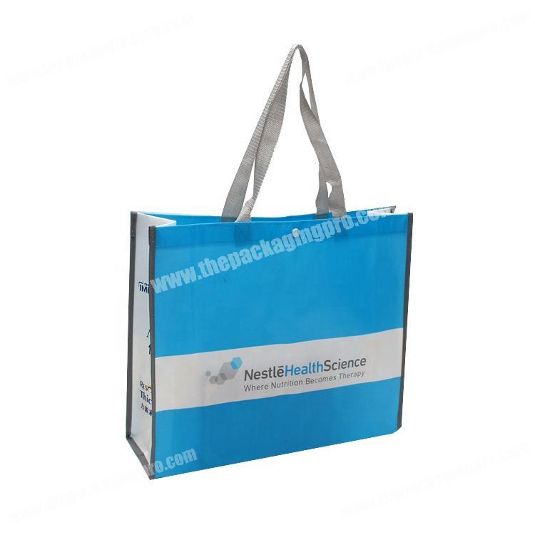 Health nutrition carry blue non woven shopper bag with rope handle