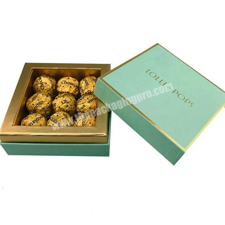 heaven and earth cover 9PCS packed empty chocolate gift box with gold foil logo and edge