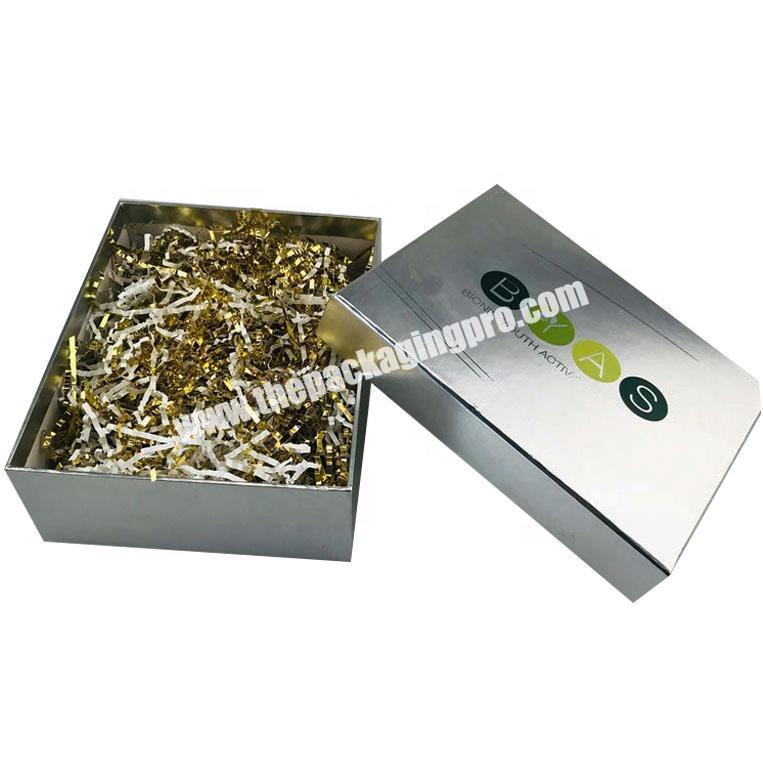 heaven and earth silver paper printed gift packaging paper box cardboard present box  with shredded paper insert