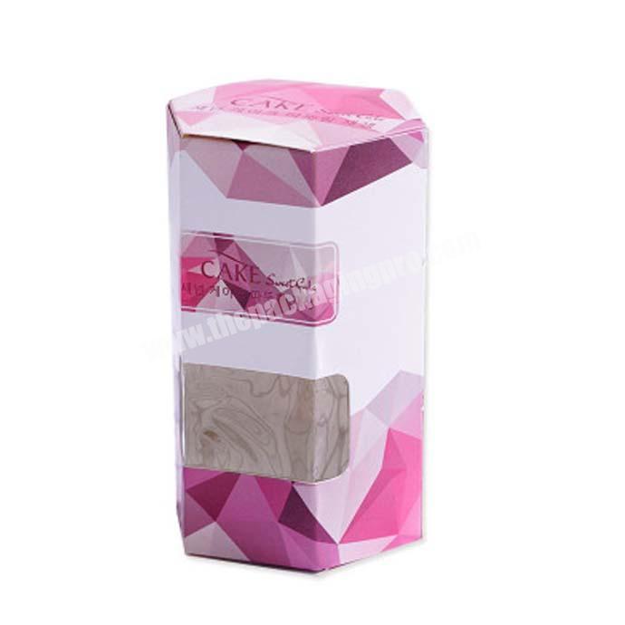 Hexagon Cardboard Cookie Paper Packaging Biscuit Boxes with Window