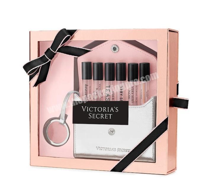 Hexagon Round Square Packaging Corrugated Cosmetics Gift Box For Eyelash Lip Gloss Perfume With Ribbon Closure Handle Wholesale