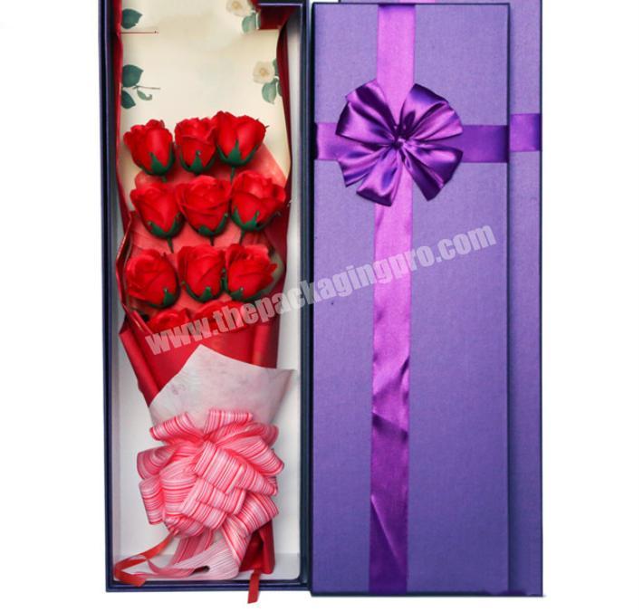 High-end custom gift box with ribbon, gift paper box with magnetic lid, luxury box for flower