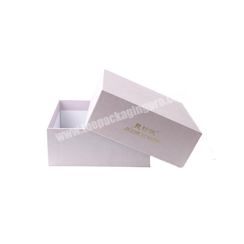 High end custom logo pink color cardboard packaging lid and base shoe gift box