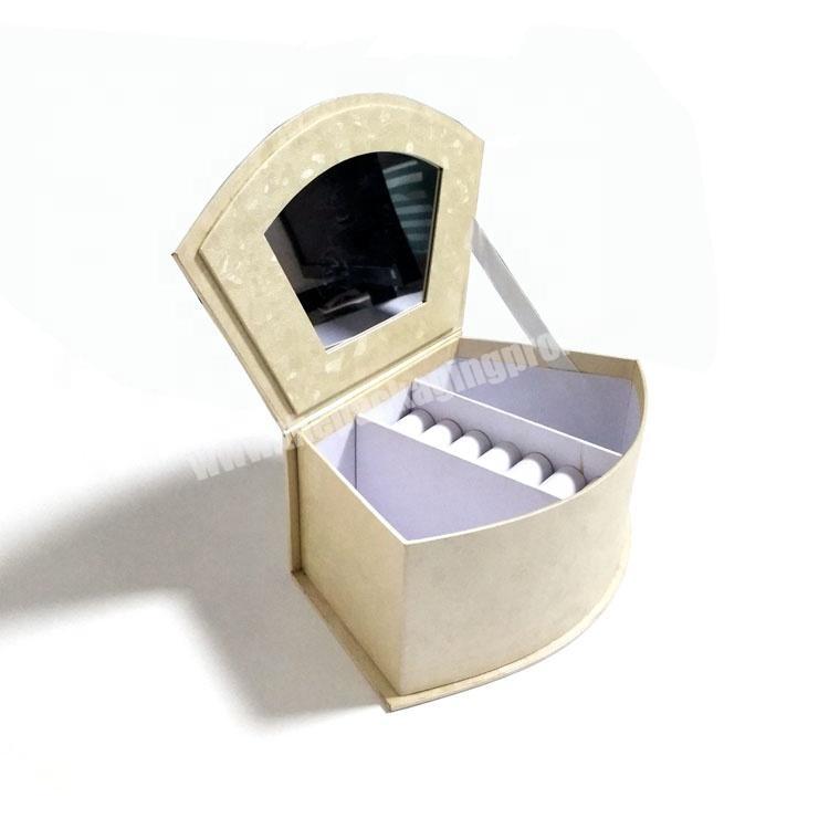 High End Custom Luxury Elegant White Cardboard Earing Jewelry Display Box With Mirror