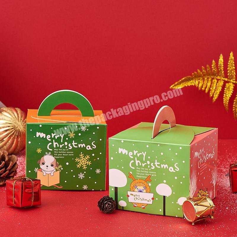 High end custom printed food grade packaging christmas day cupcake gift box with handle