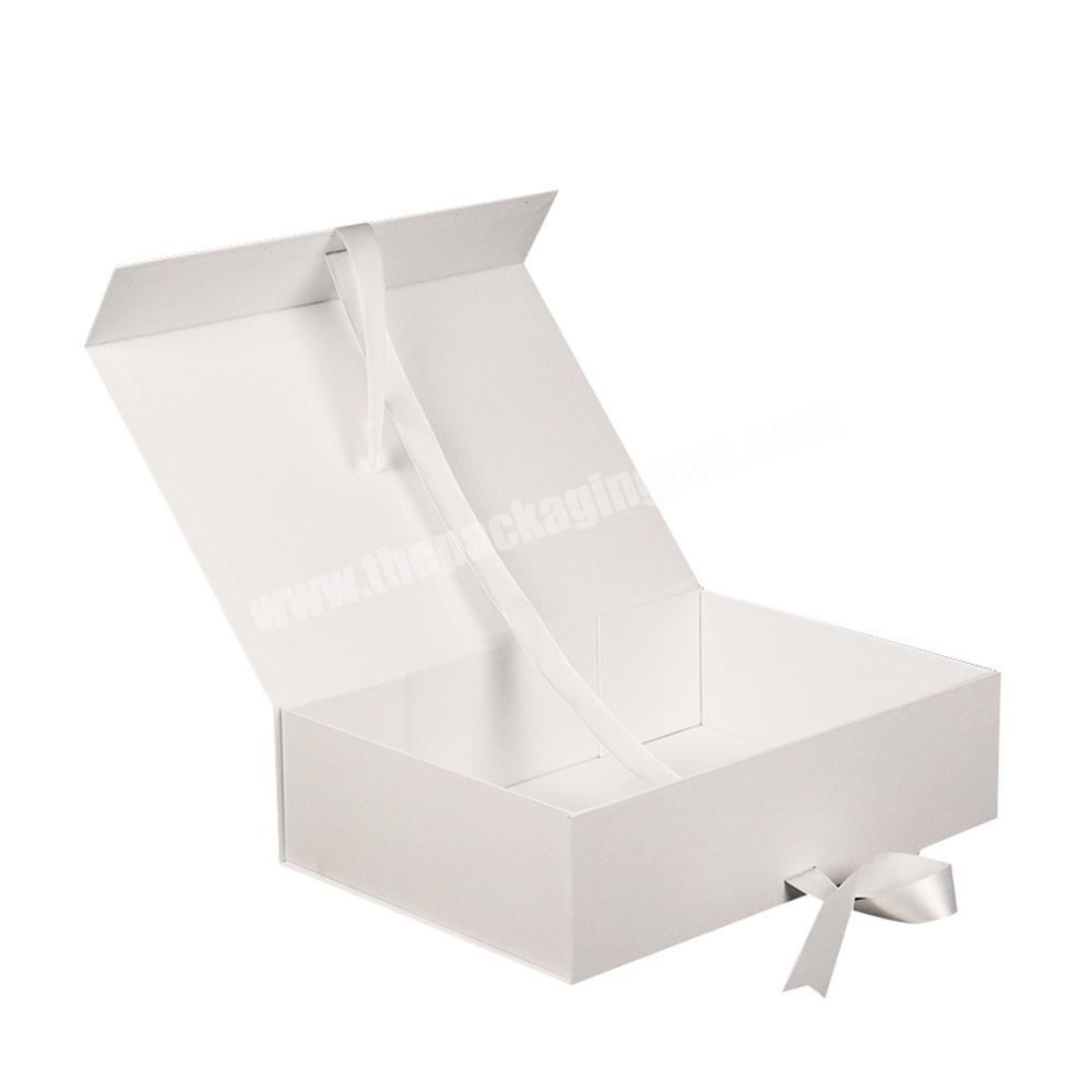 High-end Empty Custom Women ClothingShoppingShoes Gift Foldable Paper Magnetic Cardboard Rigid Boxes With Ribbons