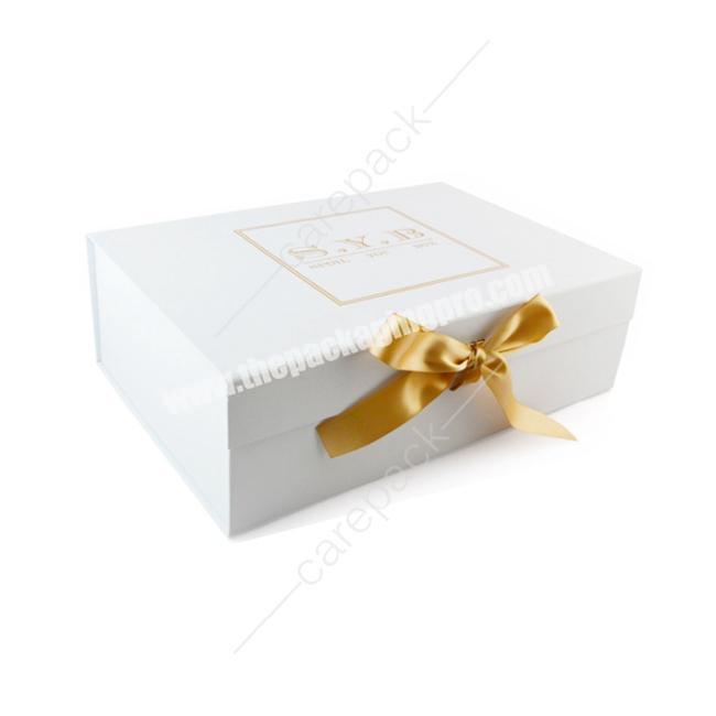 High-end Folding Box Board Foldable Box with Ribbon White Box for Dress Shoe