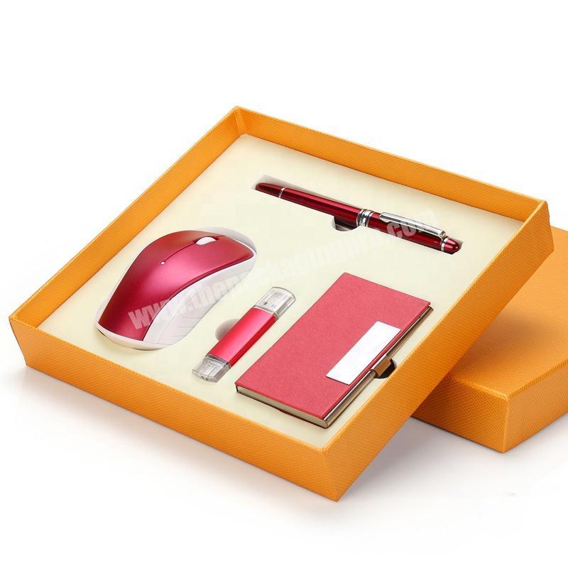 High-End Mouse, Usb Flash Drive, Pen And Power Bank Business Gift Set Packaging Box For Business Conference