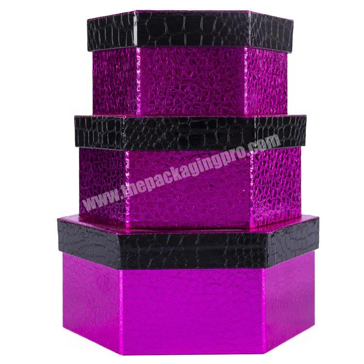 High-End Pink Gift Paper Box Wholesale Hexagon Shape Fancy Design Luxury Gift Box Texture Cheap And Fine Luxury Gift Box