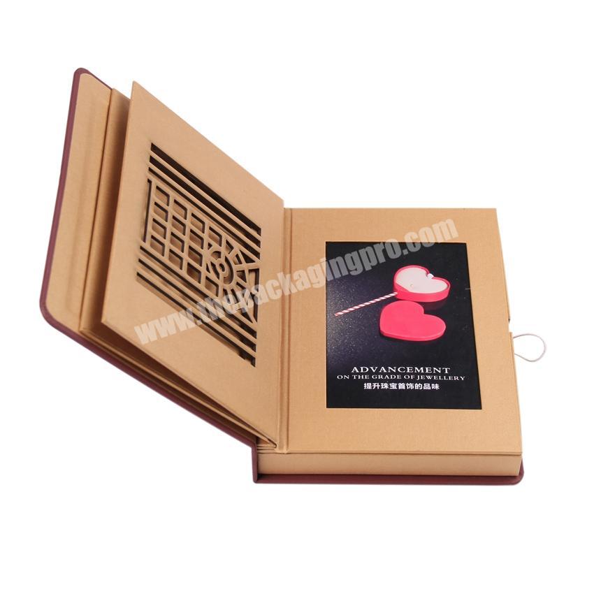 High end pu leather book shaped jewelry gift box