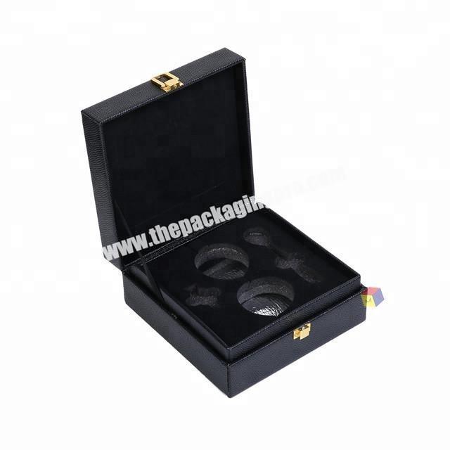 high end rigid cardboard black caviar packaging box