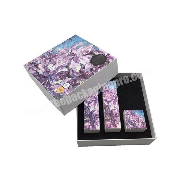 High Gloss Purple Packaging Cardboard Gift Box and Custom Luxury Gift Square Cardboard Box