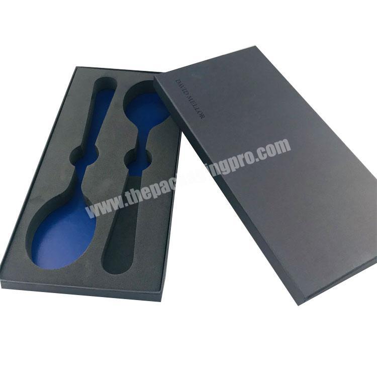 high grade printed cardboard  2 pieces spoon box with EVA inlay spoon gift packaging
