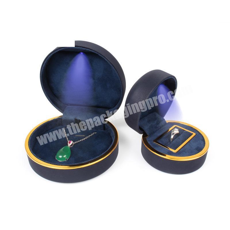 High-grade PU leather ring pendant LED lamp jewelry gift box necklace packaging jewelry box