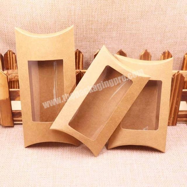 High Quality 250g Kraft Paper Pillow Shape Wig Hair Extension Box Packaging With Window