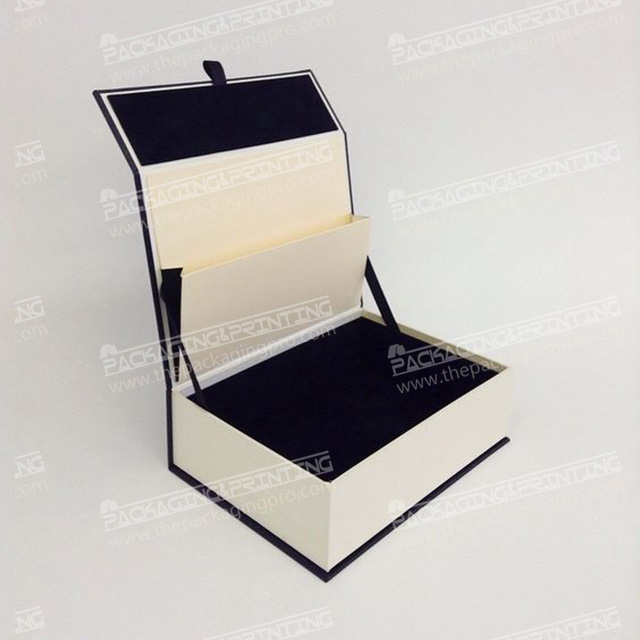 High Quality Beige Black Rigid Lid Box