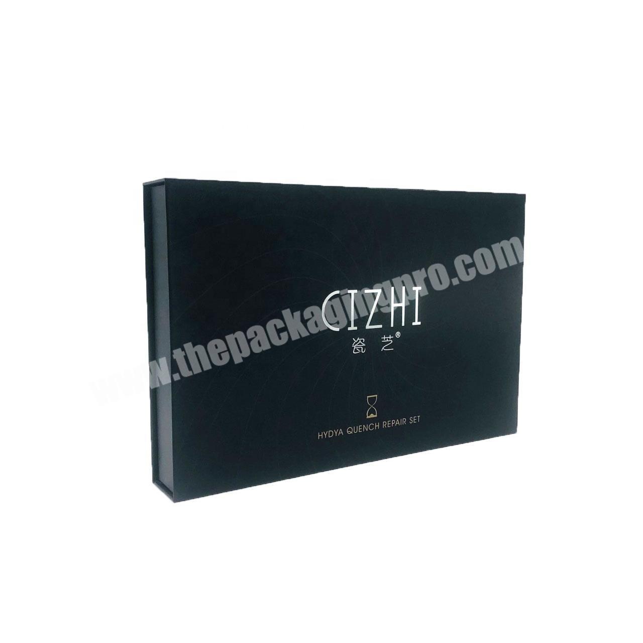 High Quality Black Custom Book Shaped Gift Cosmetic Box Magnetic