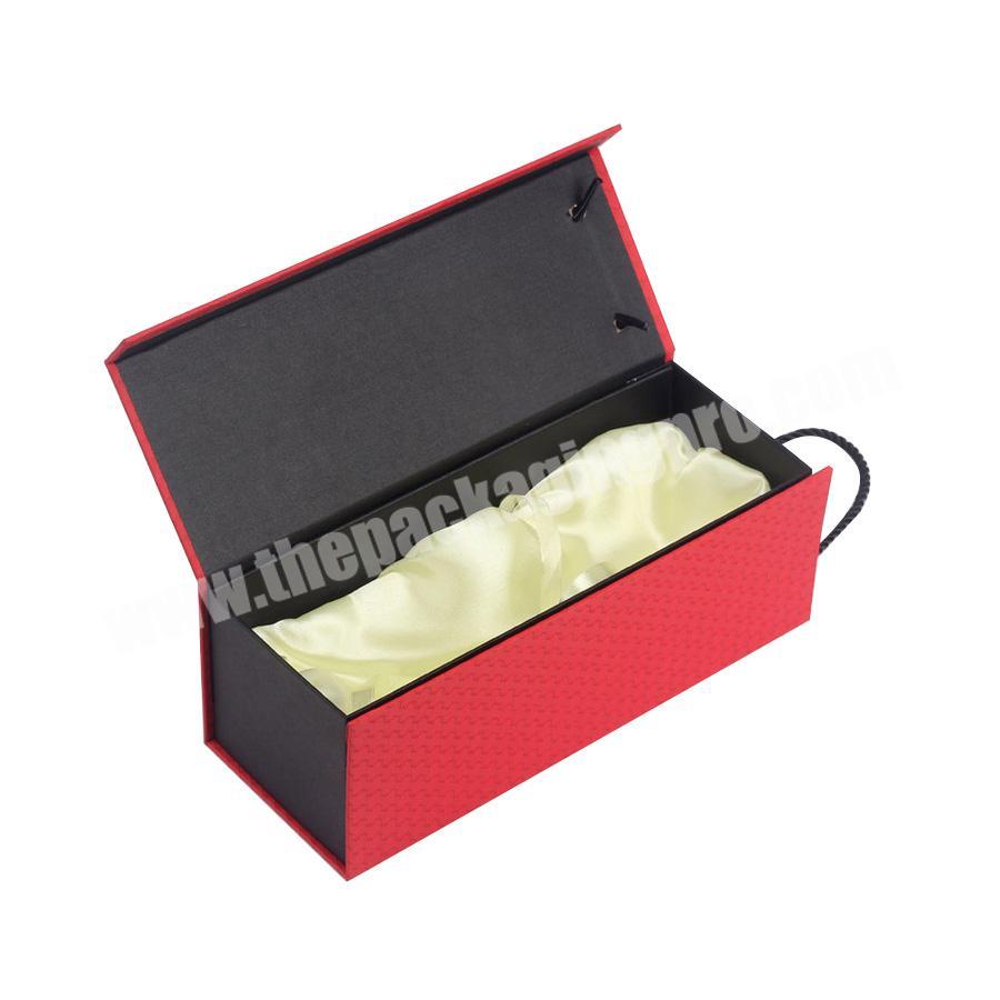 High quality Cardboard mug bottle wine gift box with magnetic with ribbons