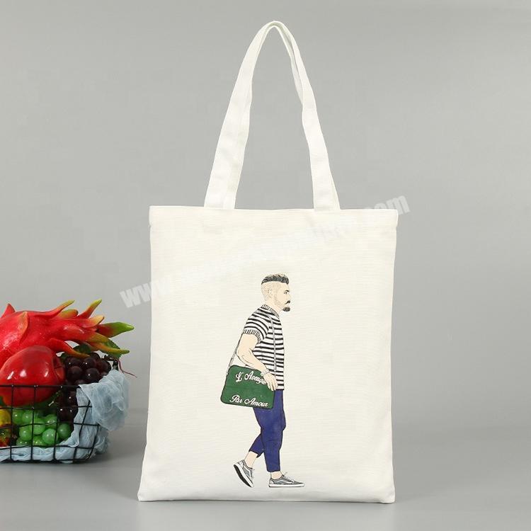 High quality casual white cotton canvas student one-shoulder advertising shopping bag