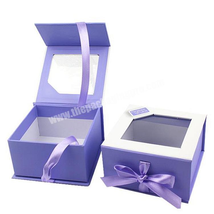 High Quality Chocolate Window Candy Boxes gift box with ribbon closure