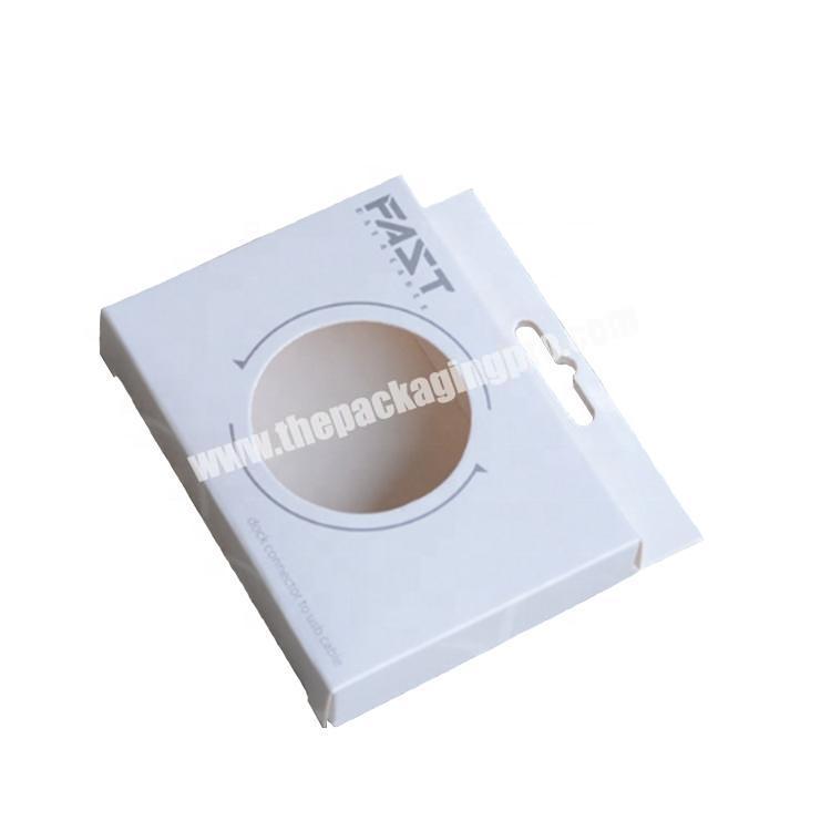 High quality custom design pvc window small data usb cable packaging box with handle