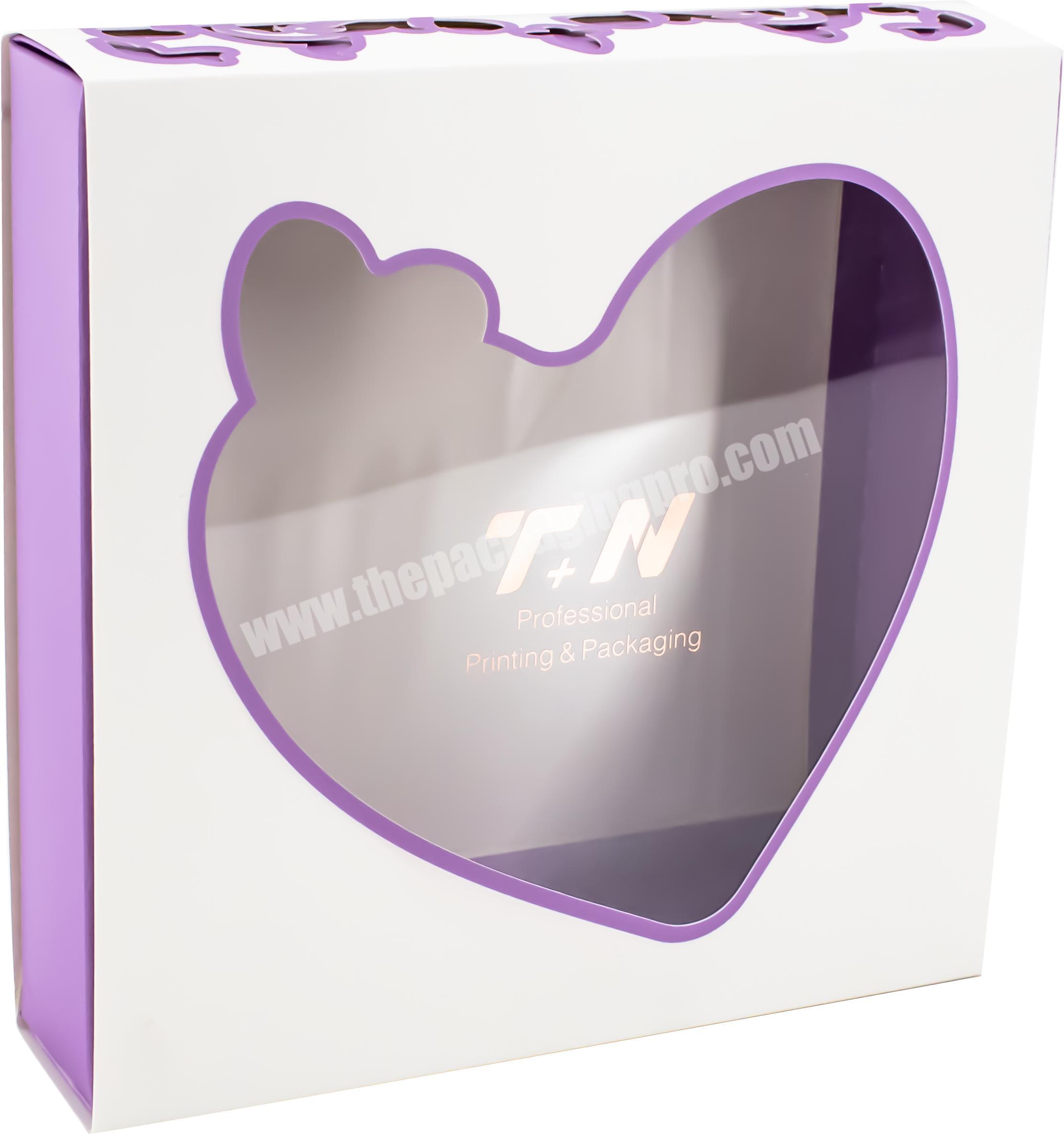 high quality custom elegant purple folding paper with window  gift packaging  box
