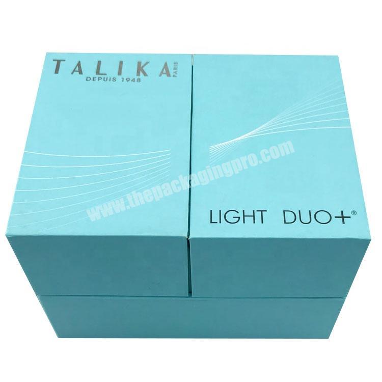 High quality custom full color printed paper double door packaging box with silver logo