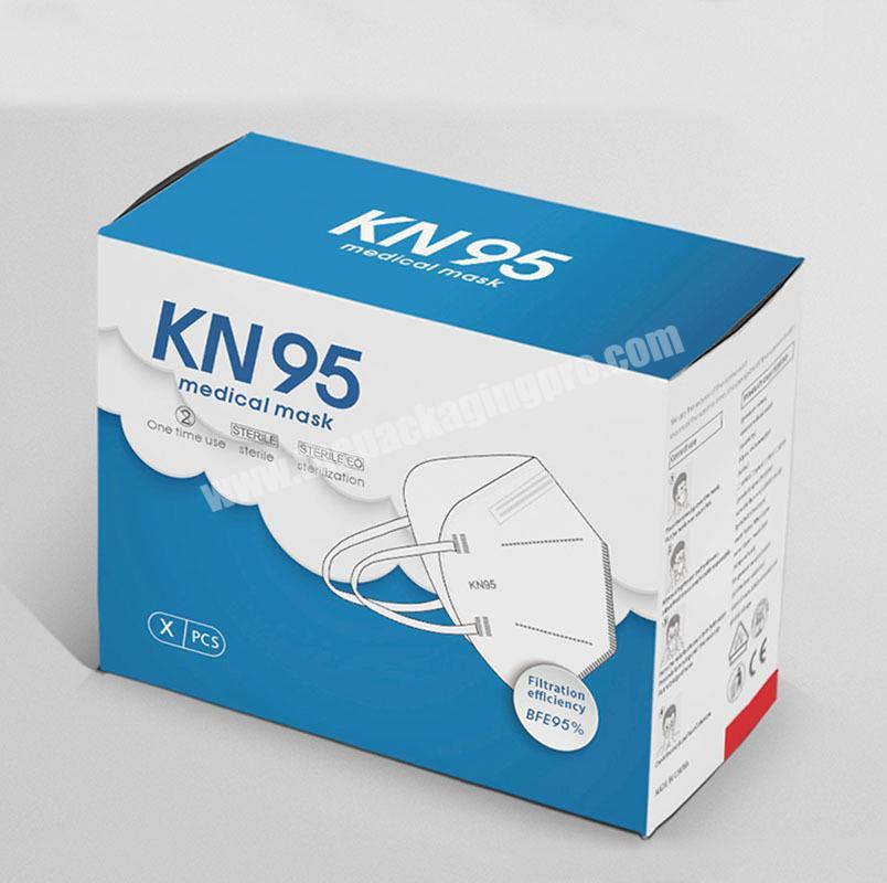 High quality custom logo cardboard medical KN95 n95 face mask box mask packaging box