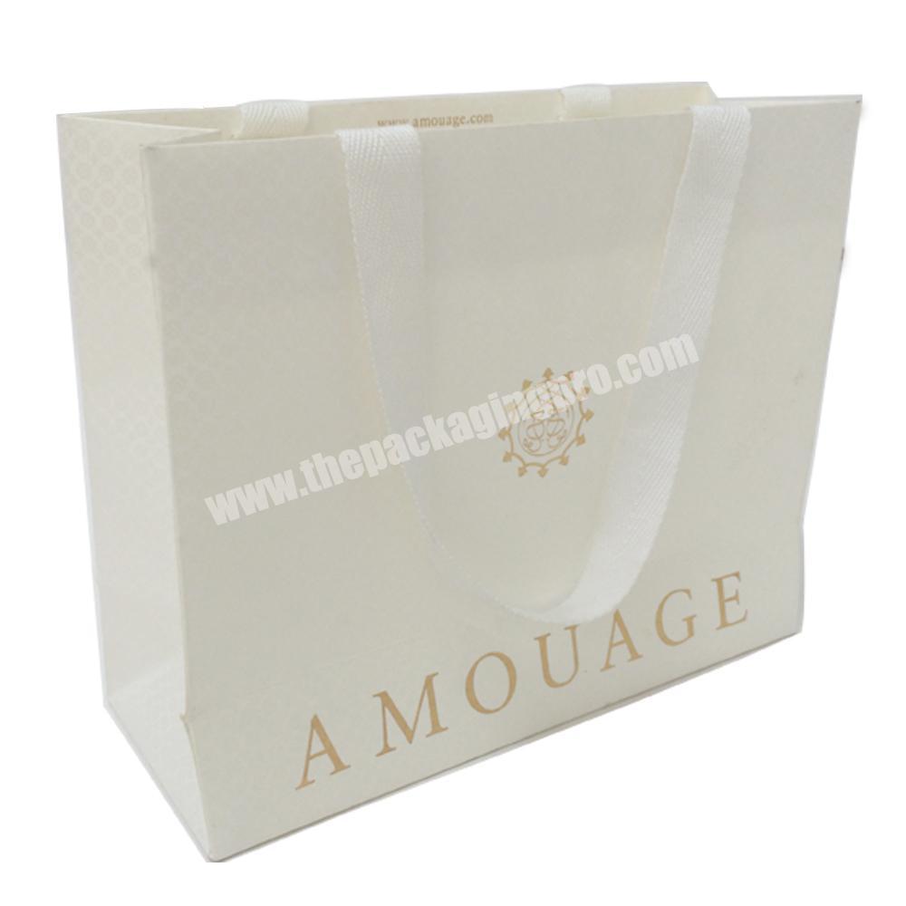 High quality custom logo elegant recycled white card paper shopping bag for packaging gift with rope handle