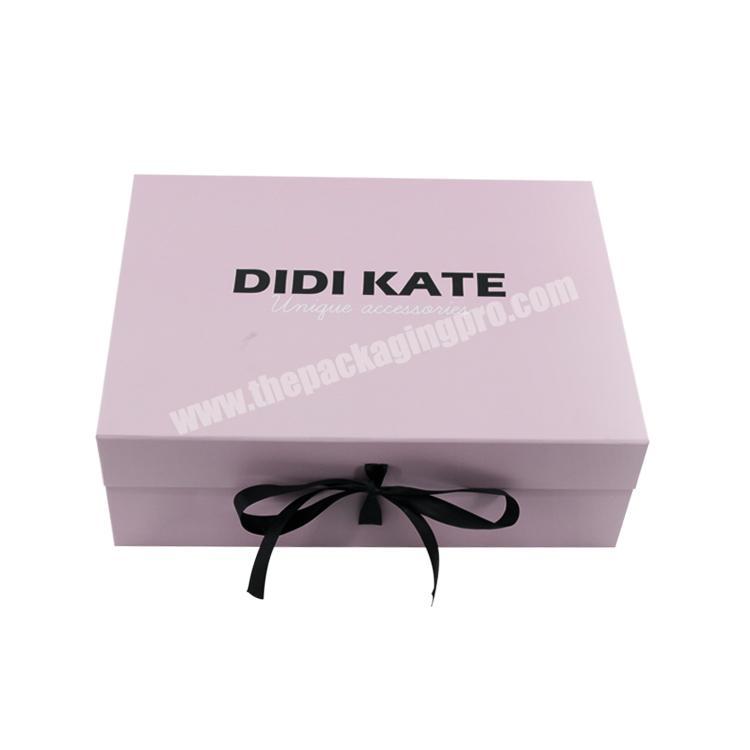 High quality custom logo large pink magnetic folding packaging gift box for packing