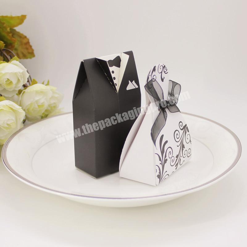 High quality custom logo paper packaging wedding candy gift paper box with ribbon