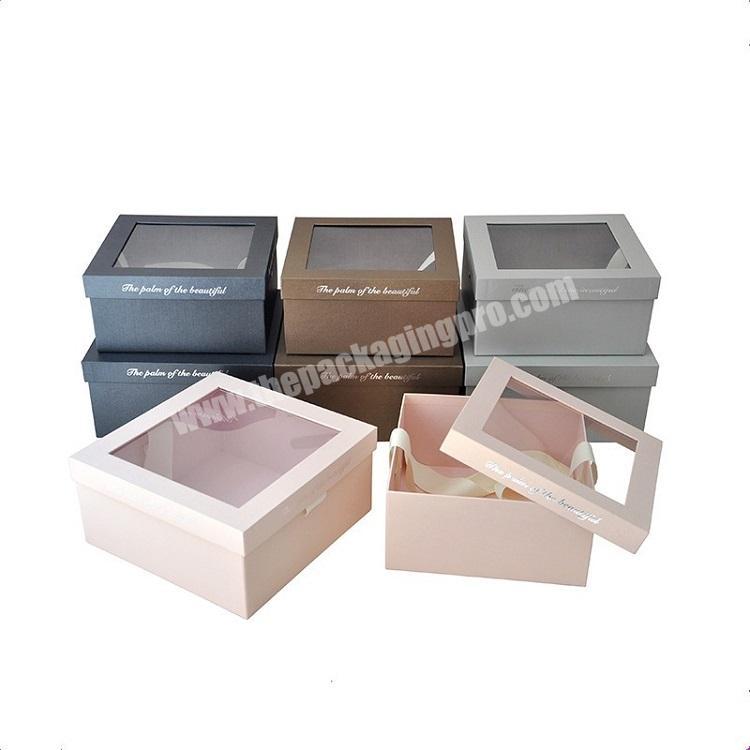High Quality Custom Logo Printing Paper Cardboard Cube Shape Clear Window Top Two Piece Packaging Gift Boxes
