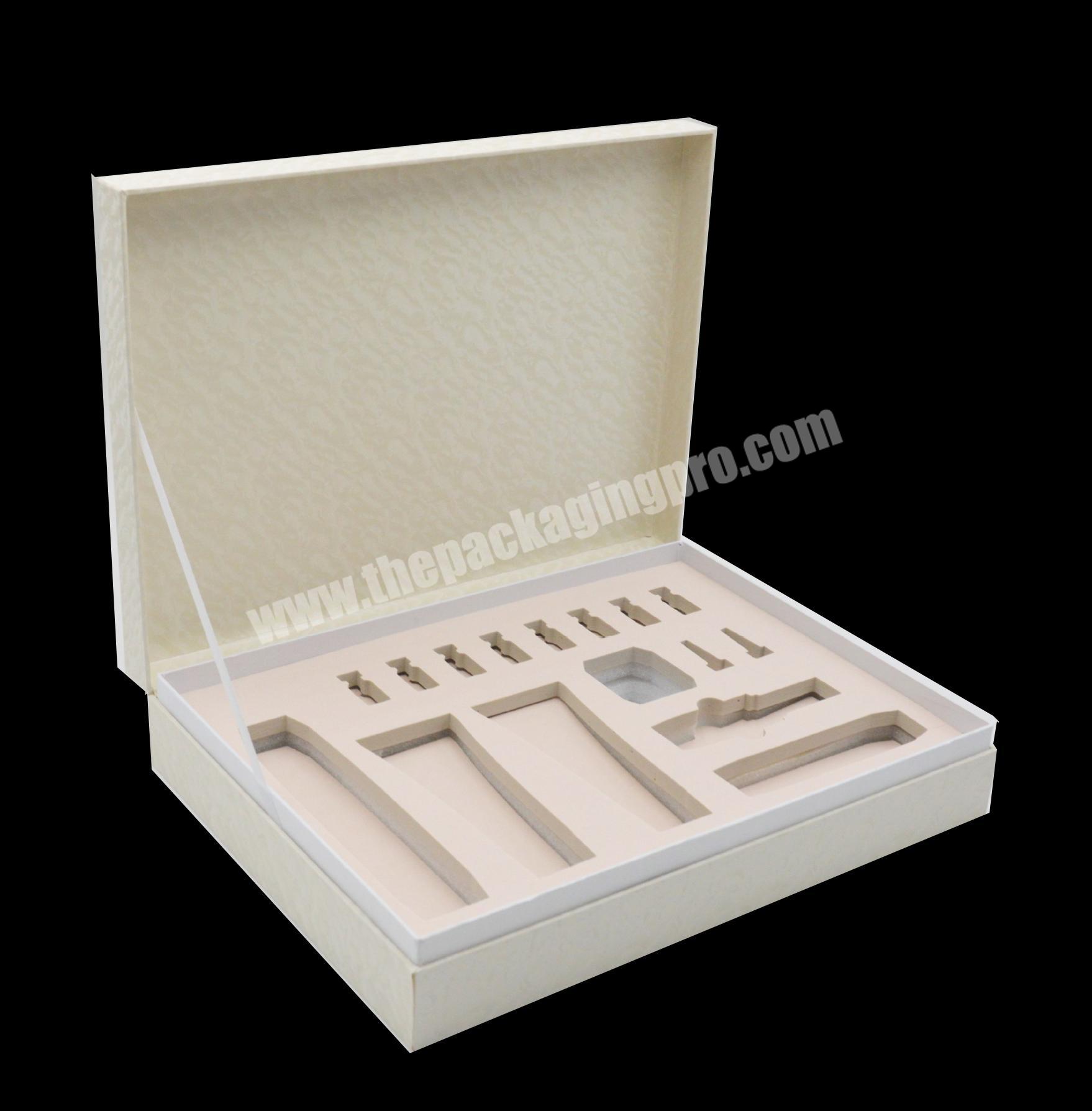 high quality custom logo Pu leather cardboard cosmetic clamshell packaging box