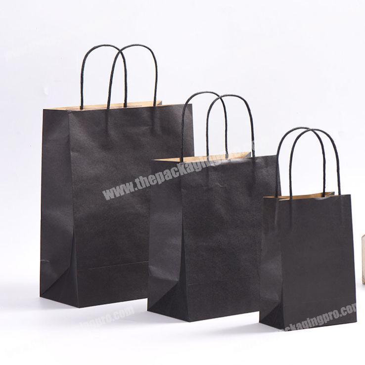 high quality custom logo shopping black kraft paper bag