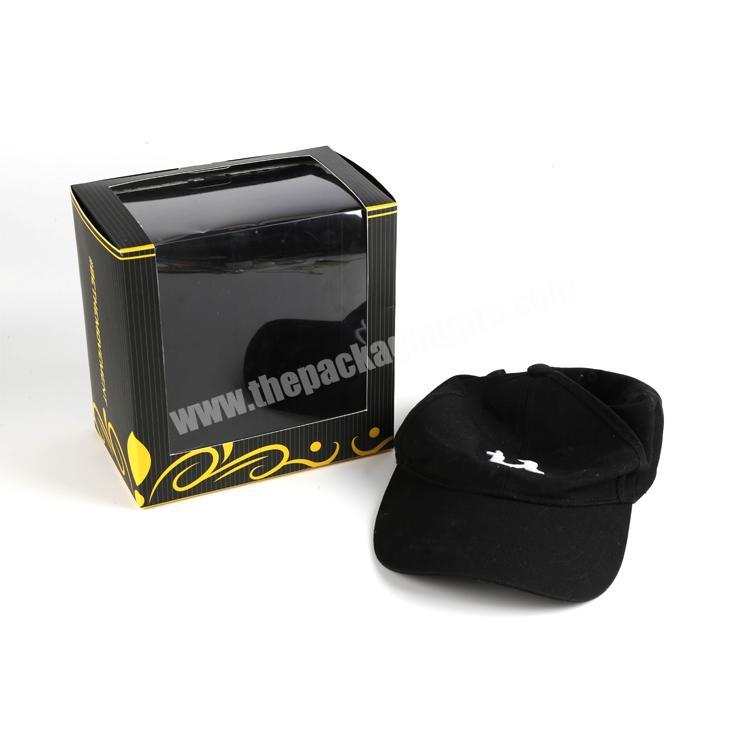 High quality custom logo small paper baseball cap packaging box with window