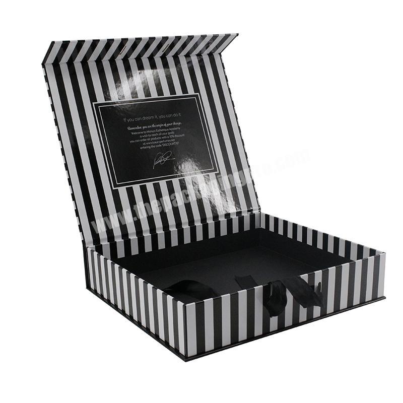 High Quality Custom Luxury Rigid Cardboard Packaging Magnetic Gift Box With Ribbon