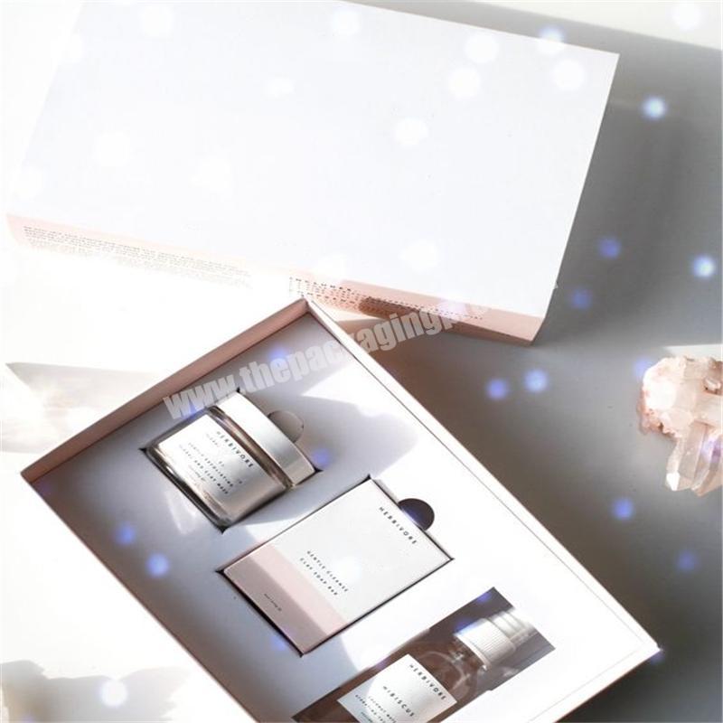 High quality custom pink cosmetic box packaging logo white cardboard box with drawer