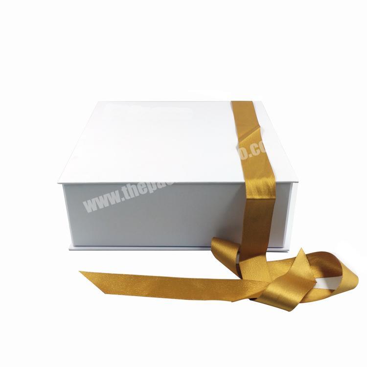 High quality custom plain paper thick white cardboard gift box with flap lid