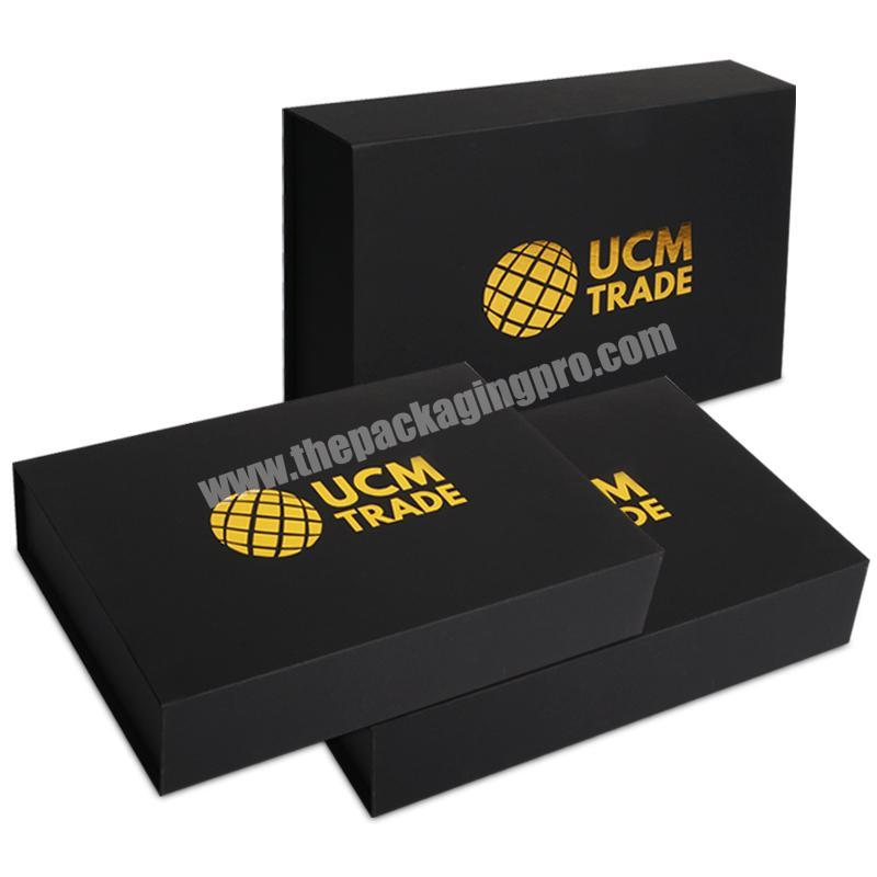 high quality custom print matt black gold foil magnetic cardboard gift box