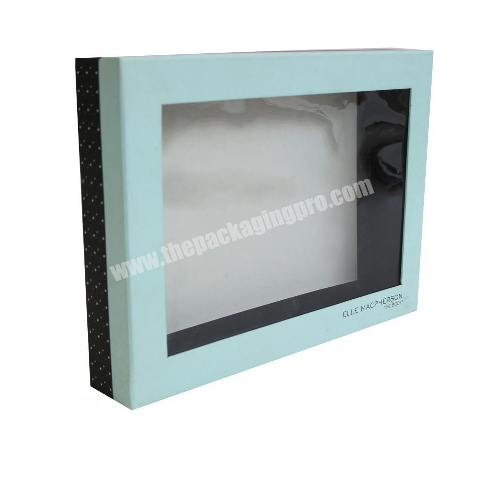 High quality custom printed cardboard paper boxes for gift pack with window for clothing packaging