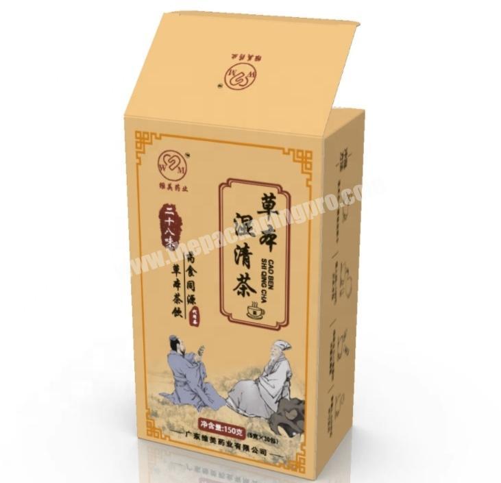 High quality custom printed cardboard tea bag paper box herb tea coffee box packaging