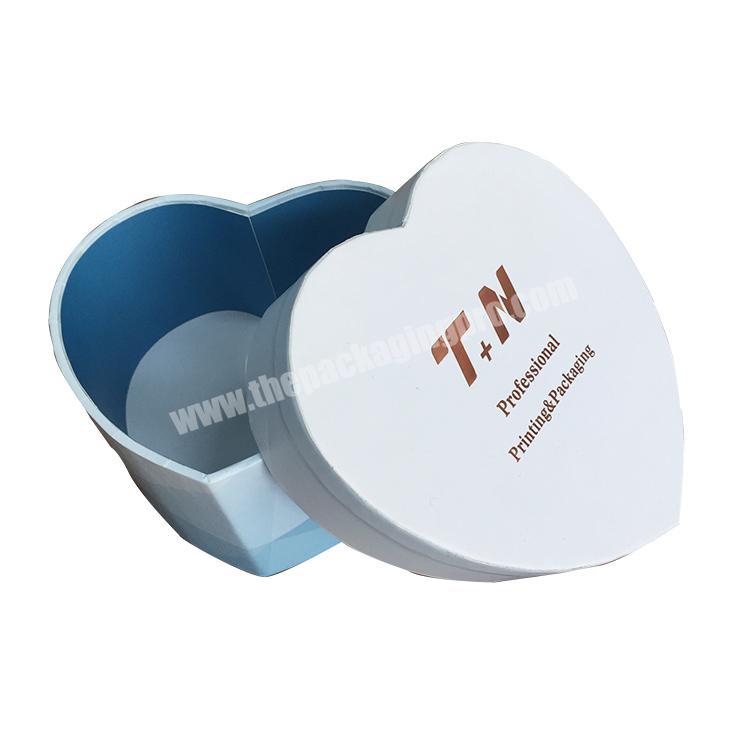 High Quality Customized Gold Foil Heart Shape Gift paper Box with Lid and Base