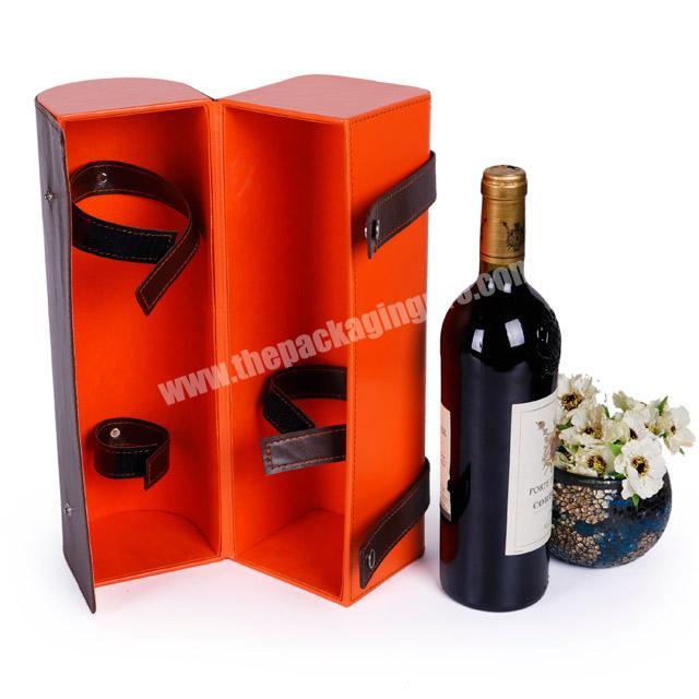 High Quality Customized Luxury PU Leatherette Wine Carry Gift Box For Two Bottles Wine Tool Sets