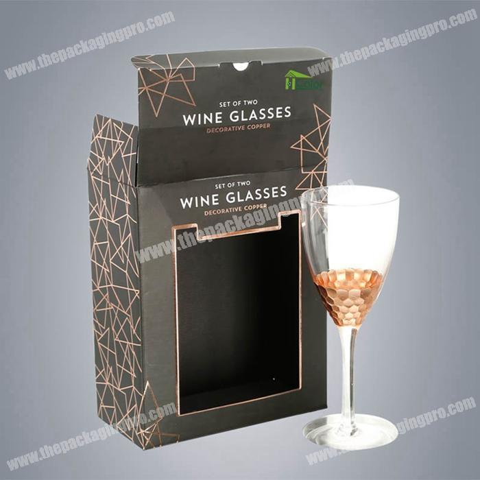 High Quality Customized Offset Printing Wine Glasses Paper Corrugated Packaging Boxes with Clear PVC Window
