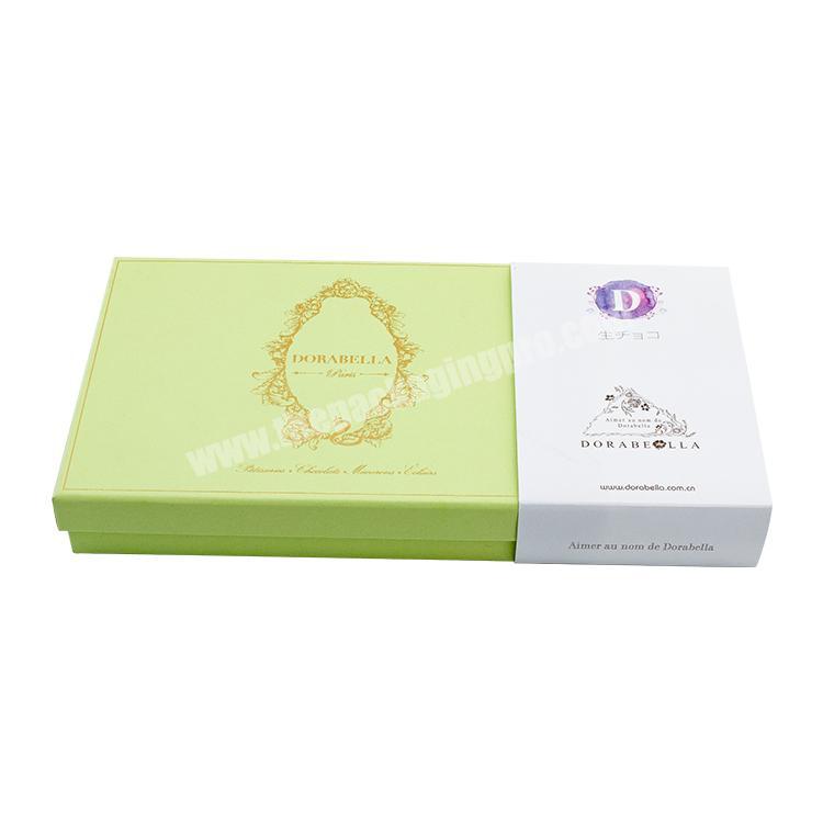 High quality customized recyclable gold stamping lid and base rigid  cardboard paper boxes for chocolate packaging