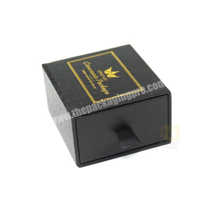 High Quality Customized Size Black Paper Sliding Drawer  Box Within Ribbon And Foam for Jewelry