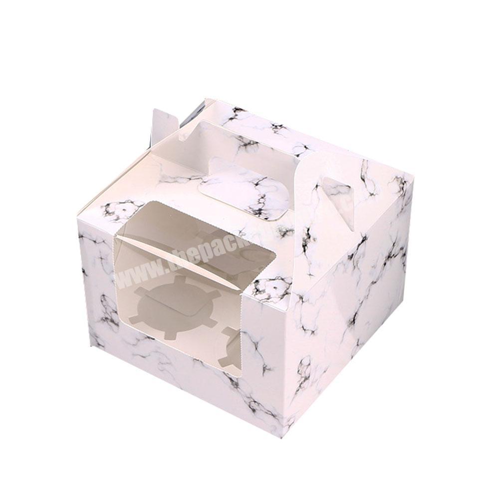 High Quality Customized White Marble SingleDouble Cupcake Cake Box With Handle In Bulk