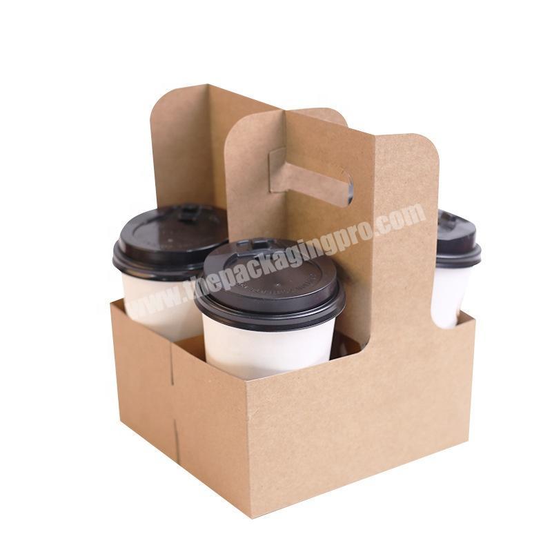 High quality disposable take away kraft paper board coffee cup holder carry tray
