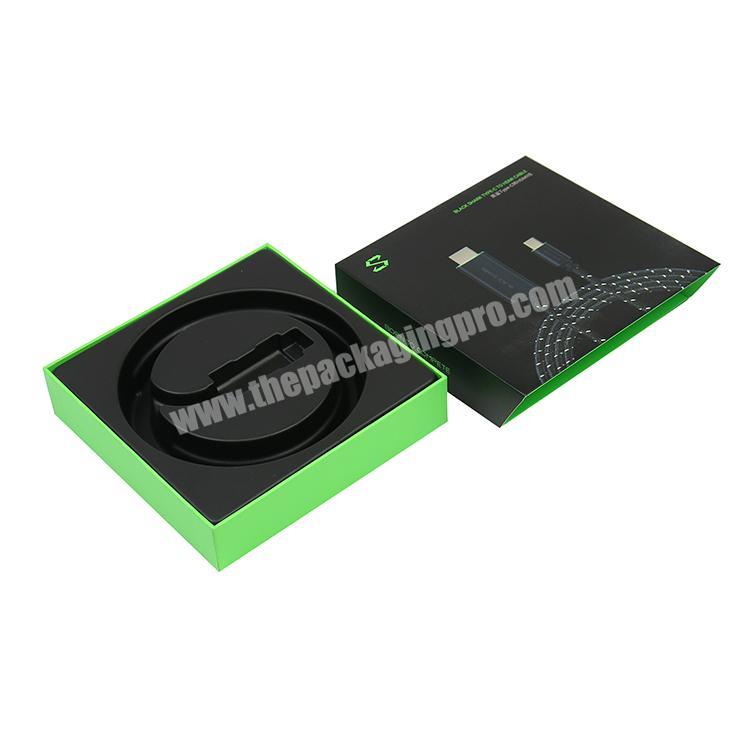 High quality electronic usb cable paper packaging box with plastic tray