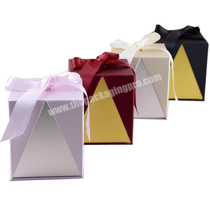 High quality Exquisite Velvet Ribbon Gift Box with Custom Logo Foldable gift box